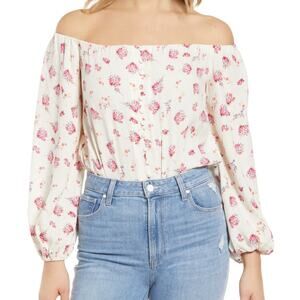 AFRM Nessa Bodysuit MEDIUM Ditzy Floral Off The Shoulder Cottagecore Feminine
